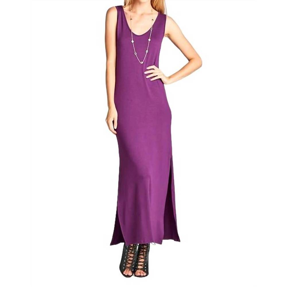 NEW EMERALD COLLECTION dahlia side slit maxi dress in eggplant